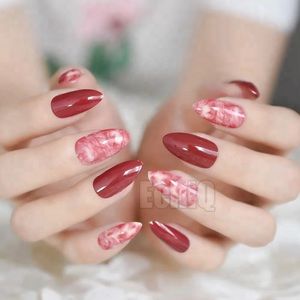 BNIB red marble press on nails